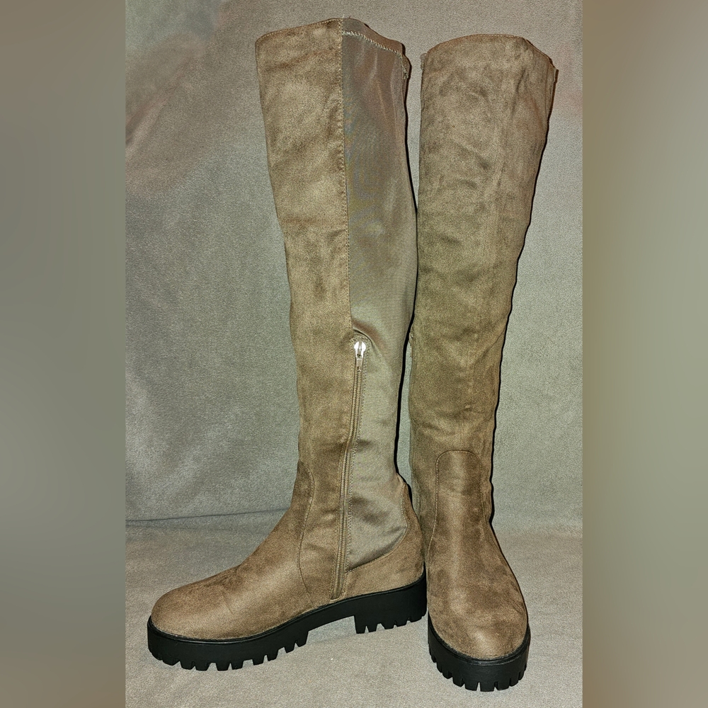 CHARLOTTE RUSSE Toupe Suede Over-The-Knee Boots